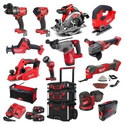 Milwaukee MILKIT12A Power Tool Kit 3 x 18v x 5Ah REDLITHIUM Batteries 12pce